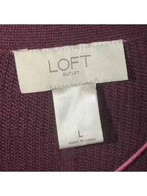 LOFT Outlet Large Burgundy Open Front Cardigan thumbnail 6