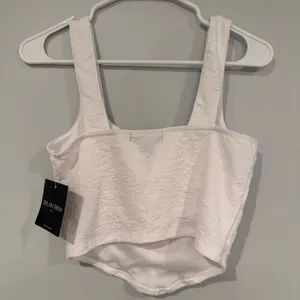 Ross White Textured Corset Crop Top thumbnail 3