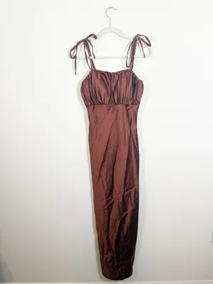 Revelry Brooke Terracotta Satin Maxi Dress Size 6 thumbnail 3