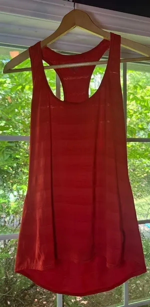 Athleta Red Striped Racerback Performance Tank Top Size L thumbnail 1