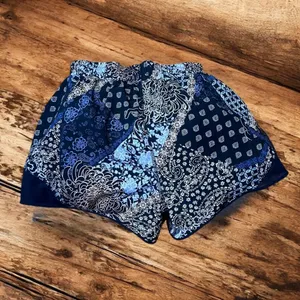 Maurices In Motion Womens Blue Patchwork Paisley Floral Running Shorts‎ Medium thumbnail 2