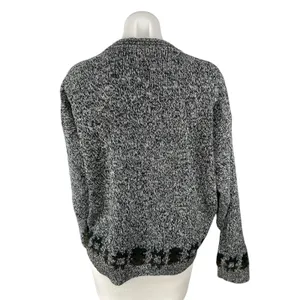Michael Gerald Womens Gray Geometric Crewneck Long Sleeve Knit Sweater Top Sz L thumbnail 2