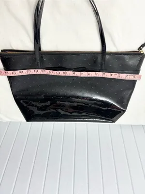 Kate Spade Patent Leather Black Polka Dot Large Tote‎ thumbnail 9