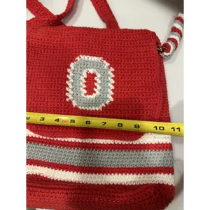 Ohio State Buckeyes Crochet Convertible Drawstring Backpack Bag & Glasses Case Red thumbnail 4