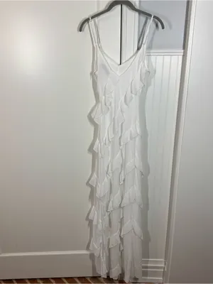 Petal & Pup Ciao Ruffles Maxi Dress in white size small bridal engagement‎ vacay thumbnail 7