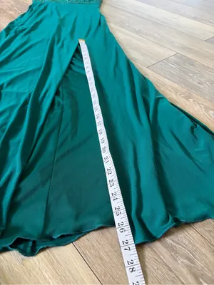 Sherri Hill Teal Beaded Halter Prom Gown with Side Slit thumbnail 15