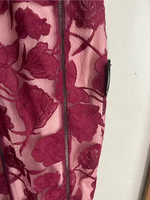 Lulus Alluring Dream Burgundy Floral Mesh Lace Trumpet Midi Dress thumbnail 10