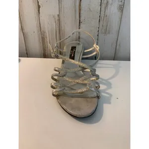 Nina Bibiana Wedge Sandals Womens 7.5 Silver Glitter thumbnail 2