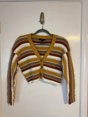 Forever 21 Retro Striped Cropped Cardigan, Size M , Pre-owned / No Flaws thumbnail 6