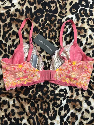 Savage X Fenty Pink & Yellow Floral Lace Underwire Bra thumbnail 2
