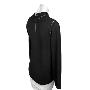 Anthropologie Daniel Rainn Black Boho Lace Long Sleeve Mock Neck Blouse Top Sz M thumbnail 3