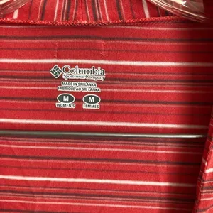 Columbia Orange Striped Deep Scoop Neck Outdoor Casual Performance Top‎ thumbnail 4