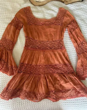 *Rare* Free People Rust Lace Bell Sleeve Dress thumbnail 1