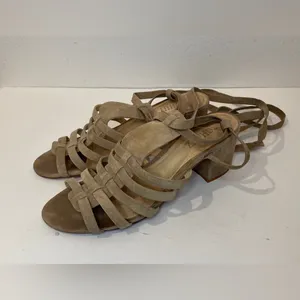 Schutz Sandals Tan Lace Up Block Heel Melancy Strappy Size‎ 7.5 thumbnail 2