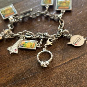 Vintage 80s 90s Mickey Mouse Monopoly Candyland Nasa Charm Bracelet Silver Chain thumbnail 7
