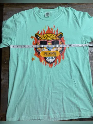 Comfort Colors Mint Green Short Sleeve Tee with Flaming Leopard Graphic thumbnail 5