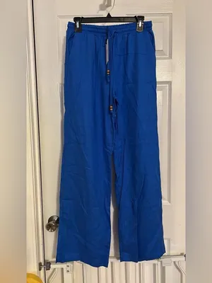 Love Tree Cobalt Blue Wide-Leg Drawstring Pants thumbnail 2