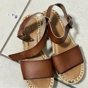 Universal Threads Women Brown Leather Espadrille Platform Sandals size 6 thumbnail 7