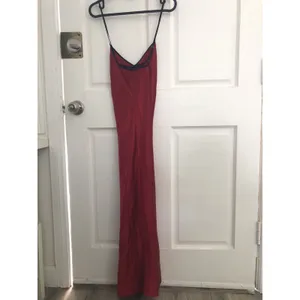 90s Vintage Adonna Red Bow Slip Dress Full Length Long Maxi Cross Back Medium thumbnail 4