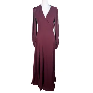 Lulus My Whole Heart Wrap Dress S‎ Burgundy Long Sleeve Gown thumbnail 2