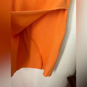 Express Body Contour Ribbed Midi Skirt Orange Side Slit XL thumbnail 6