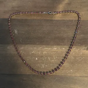 Vintage gold tone pink tennis necklace thumbnail 2