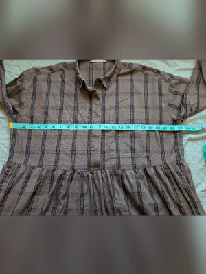 NWOT Everlane The Field Checkered Oversized Midi Dress Small Brown/Black thumbnail 5