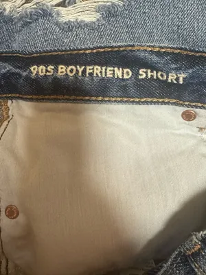 American Eagle 90s Boyfriend Denim Shorts Sz 12 Distressed Raw Hem EUC thumbnail 4