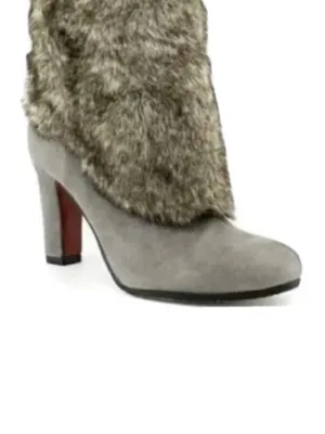 Sam Edelman Shalin Gray Genuine Suede Leather Faux Fur Tall Heeled Boots Sz 9 thumbnail 3