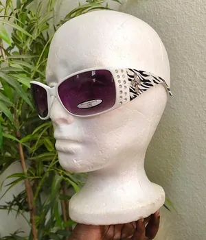 Y2K Gothic Whimsygoth Baddie Cyber Vixen Trendy Streetwear Black White cross sunglasses rhinestone silver bedazzled studs Grunge Gorpcore Mcbling thumbnail 4