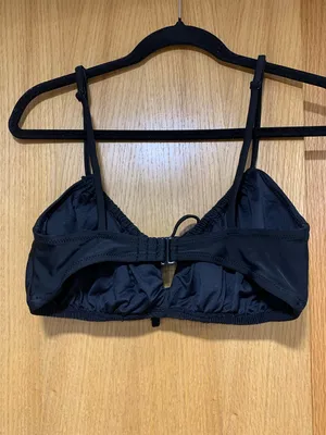 Set of 2 Old Navy Black Ruched Tie-Front Bikini Top Black and Orange - Size M thumbnail 2