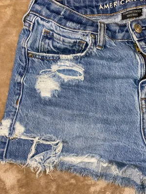 American Eagle Outfitters Ripped Light Blue Denim Cutoff Shorts thumbnail 3