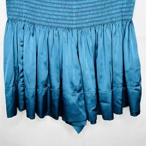 Natural Life Sz XS/S Womens Daisy Skort Shorts Dark Teal Satin Smocked Waistband thumbnail 3