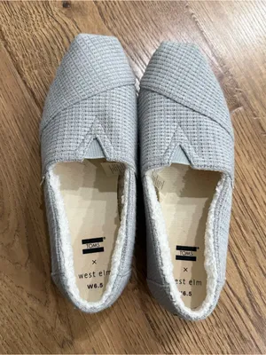 Toms X West Elm Womens Alpargata Mid Grey Repreve Waffle Knit Faux Shearling thumbnail 5