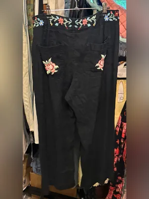 Tricia Fix Anthropologie Maeve Reworked Embroidered Colette Linen Pants - 31 thumbnail 9