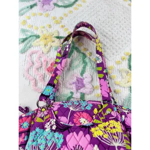 Vera Bradley Purple Floral Quilted Cotton‎ Shoulder Bag Butterfly Print Tote thumbnail 6