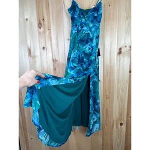 NWT Lulus Beautiful Soul Teal Green Floral Print Twist-Front Maxi Dress Size S thumbnail 6