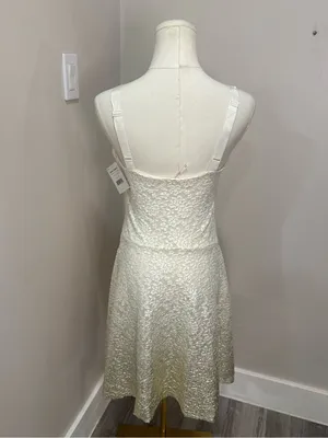 Free People Ombre Foil Lace Fit And Flare Dress White Medium NWT thumbnail 3