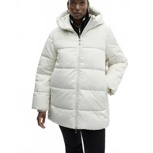 Mango Hood Quilted Coat Puffer Jacket Off White NWT 2XL thumbnail 7