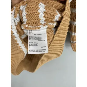 Style & Co Womens Sweater Mock Neck Striped Cotton Knit Camel White PS thumbnail 4