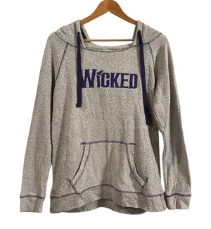 Wicked Broadway Musical Gray Purple Pullover Hoodie Medium thumbnail 1