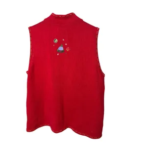 Christopher & Banks Red Snowman Embroidered Full Zip Knit Sweater Vest XL thumbnail 6