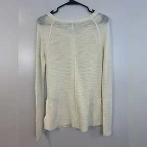 Free People Mountain Song Cream/Ivory Pullover Lightweight Mesh Sweater Small thumbnail 8