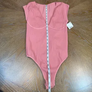 Free People NWT Meg Ribbed Bodysuit Pink Brandied Apricot Size‎ S/M thumbnail 9