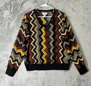 Missoni X Target Chevron V Neck Blouse Medium Retro Mod Geometric Knit Eclectic thumbnail 1