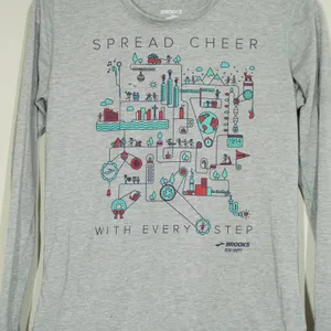 Brooks Women's Small Run Happy Gray Long Sleeve Holiday Graphic Running Shirt thumbnail 2