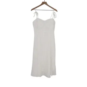 Lulus Loveliest Looks Midi Dress Womens Large White Floral Jacquard Tie-Strap thumbnail 2
