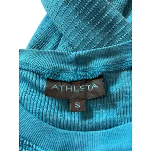 VTG Y2K Athleta Blue Waffle Longer Arm Black Flower Grunge 2000s Top S thumbnail 5