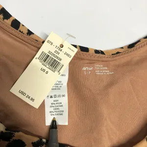 Aerie Bikini Bottom Cheekier High Cut Leopard Print Beige S thumbnail 3