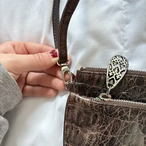 Vintage 90s Y2K Brighton Brown Leather Reptile Print Shoulder Bag‎ Hearts thumbnail 5